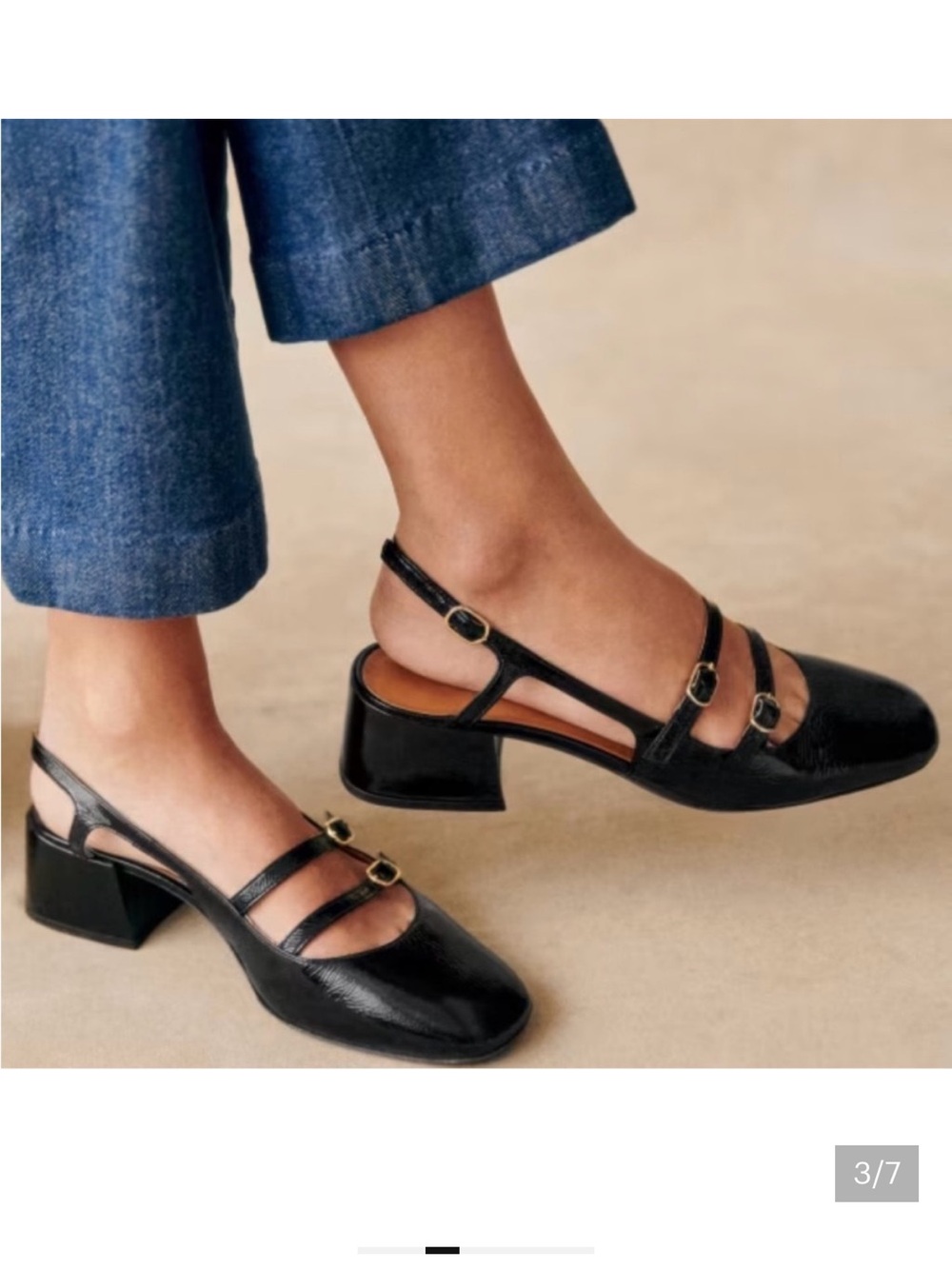 Sezane Black Patent Double-Strap Slingback Heels - Picture 3 of 11